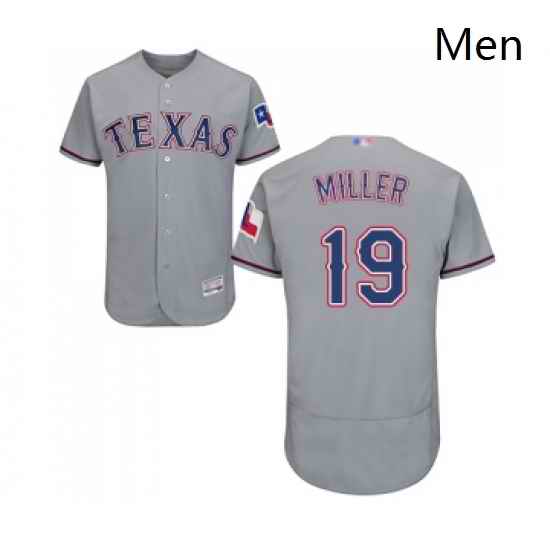 Mens Texas Rangers 19 Shelby Miller Grey Road Flex Base Authentic Collection Baseball Jersey